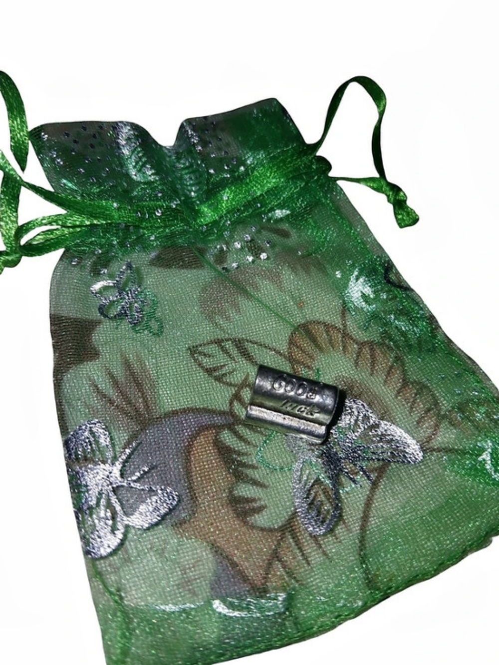 Good Luck Compatible With Pandora Bracelets Green Floral Drawstring Pouch